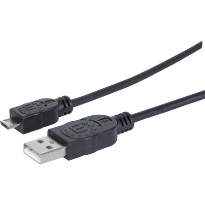 Manhattan Hi-Speed USB 2.0 A Male/Micro-B Male Device Cable 1.5' Black Retail Pkg