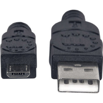 Manhattan Hi-Speed USB 2.0 A Male/Micro-B Male Device Cable 1.5' Black Retail Pkg