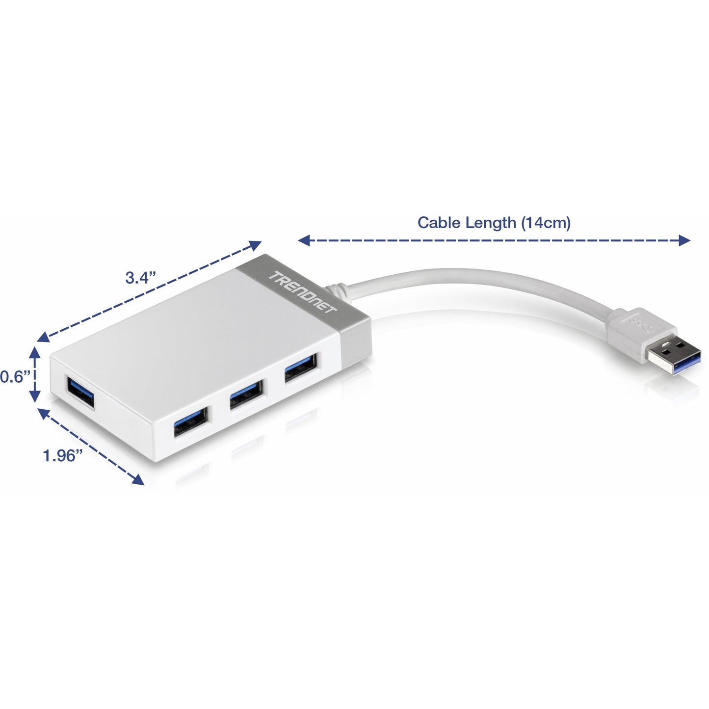 TRENDnet 4-Port USB 3.0 Compact Mini Hub with Built in USB 3.0 Cable Plug & Play Compatible with: Linux Windows Mac Nintendo Switch Backwards Compatible with USB 2.0 TU3-H4E