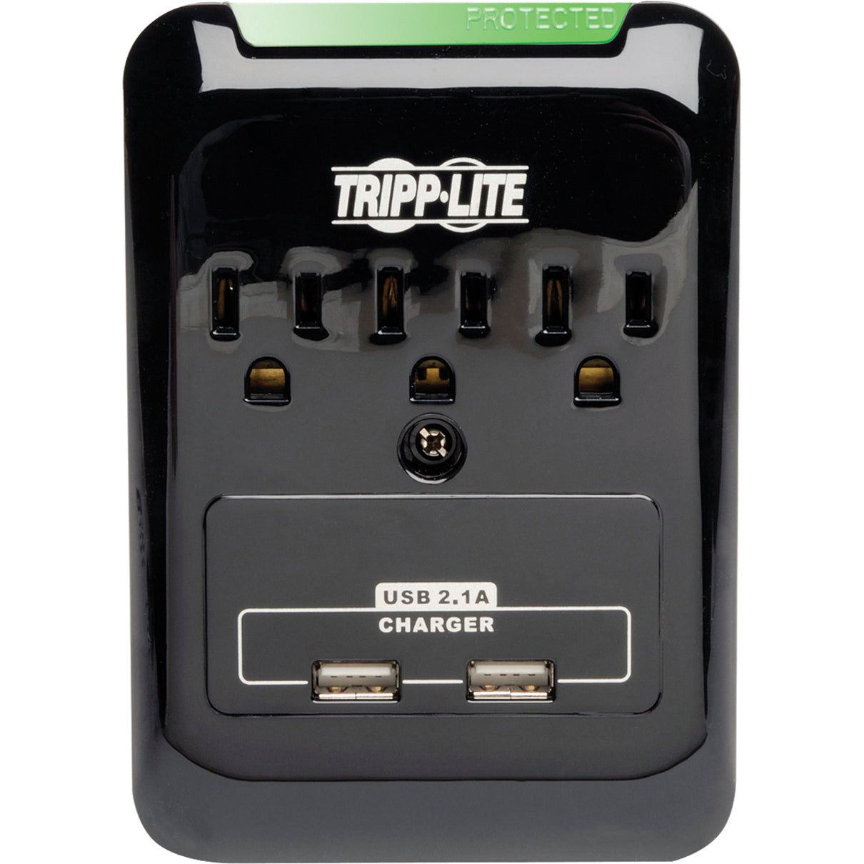 Tripp Lite Protect It! 3-Outlet Surge Protector Direct Plug-In 540 Joules 2.1 A USB Charger Diagnostic LED