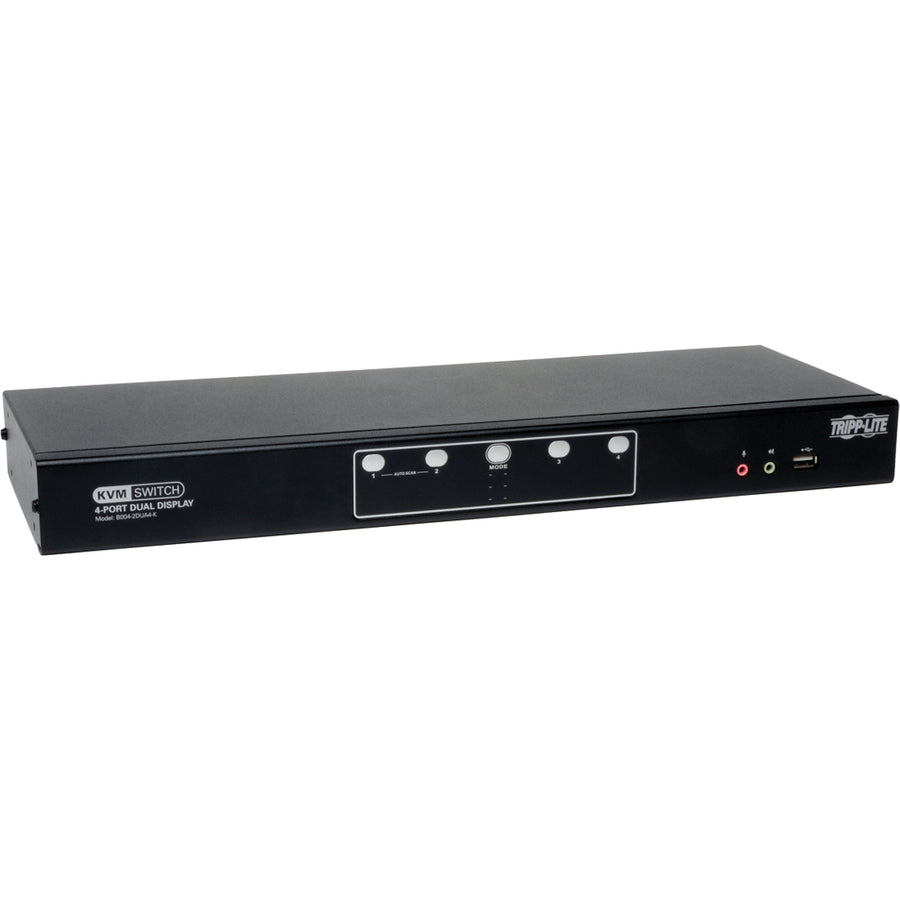 Tripp Lite 4-Port Dual Monitor DVI KVM Switch with Audio and USB 2.0 Hub Cables included