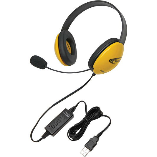 Califone Yellow Stereo Headset w/ Mic USB Connector