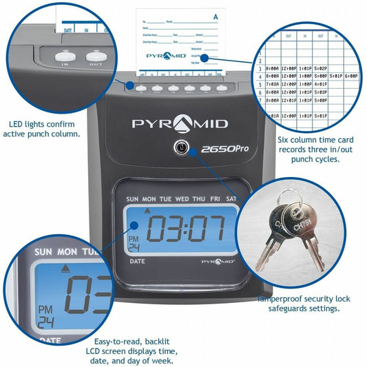 Pyramid 2650 Pro Auto Aligning Time Clock - New Model