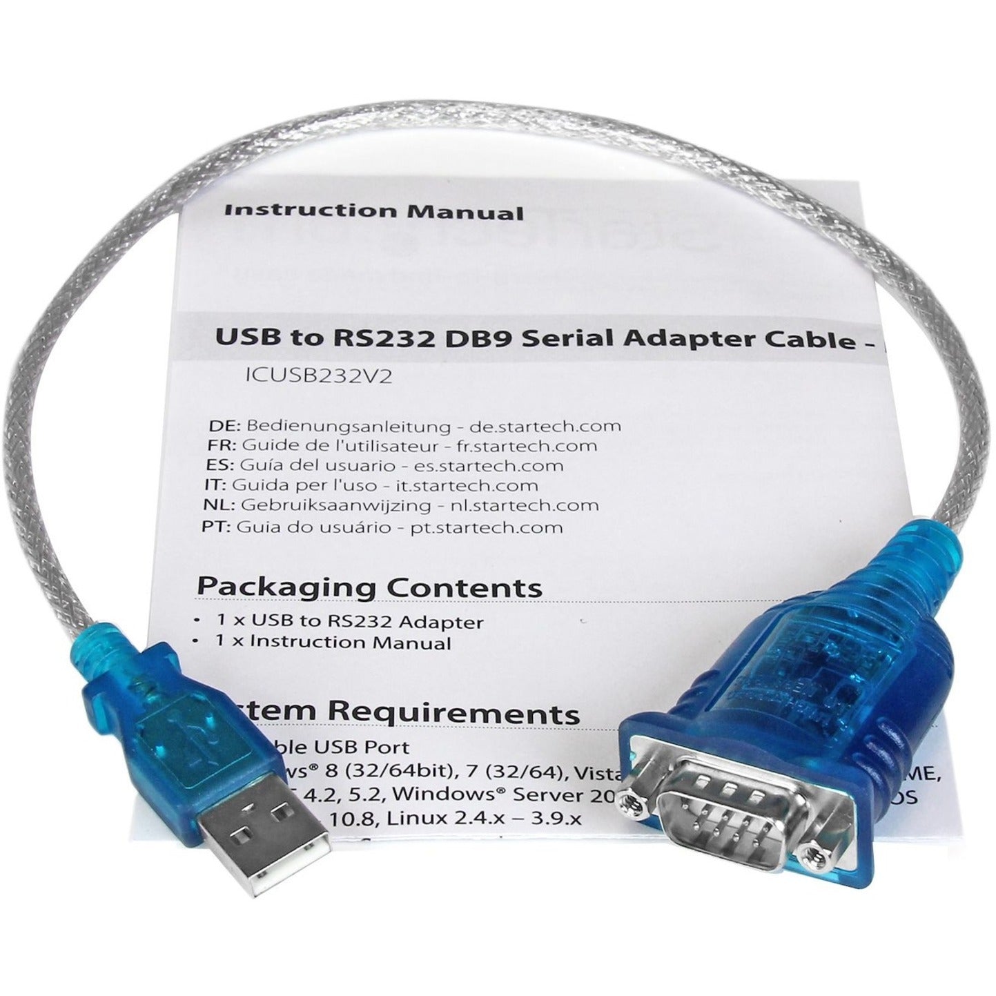 StarTech.com USB to Serial Adapter - Prolific PL-2303 - 1 port - DB9 (9-pin) - USB to RS232 Adapter Cable - USB Serial