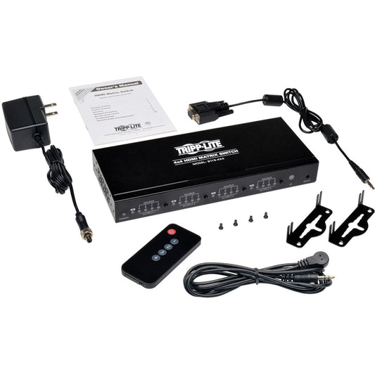 Tripp Lite 4x4 HDMI Matrix Switch with Remote Control 1080p @ 60 Hz (HDMI 4xF/4xF) TAA