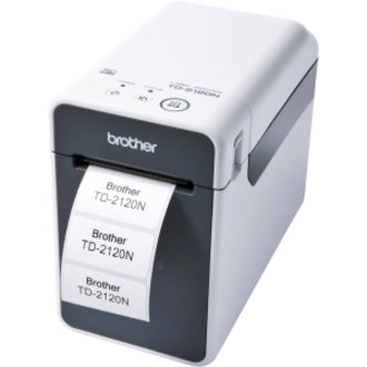 Brother TD-2120N Desktop Direct Thermal Printer - Monochrome - Label/Receipt Print - Ethernet - USB - Serial - White Gray