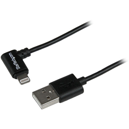 StarTech.com 2m (6ft) Angled Black Apple 8-pin Lightning Connector to USB Cable for iPhone / iPod / iPad