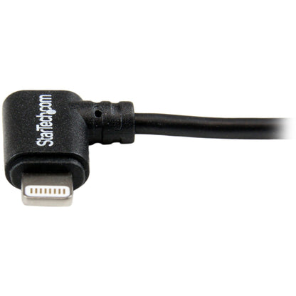 StarTech.com 2m (6ft) Angled Black Apple 8-pin Lightning Connector to USB Cable for iPhone / iPod / iPad