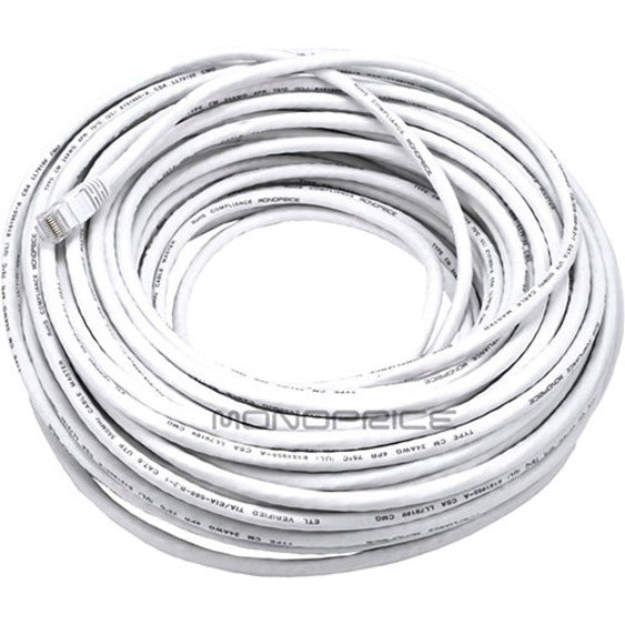 Monoprice 100FT 24AWG Cat6 550MHz UTP Ethernet Bare Copper Network Cable - White