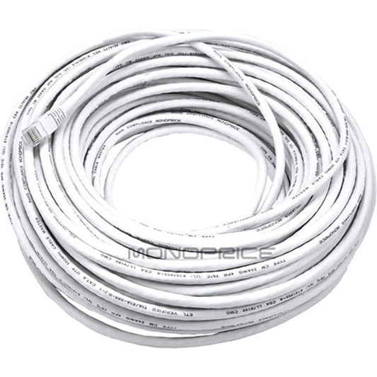 Monoprice 100FT 24AWG Cat6 550MHz UTP Ethernet Bare Copper Network Cable - White