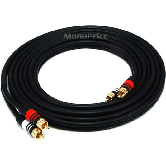 Monoprice 12ft Premium 2 RCA Plug/2 RCA Plug M/M 22AWG Cable - Black