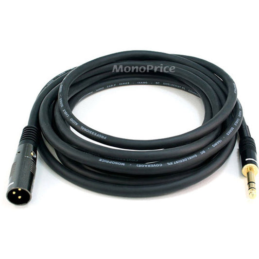 Monoprice 15ft Premier Series XLR Male to 1/4inch TRS Male 16AWG Cable (Gold Plated)