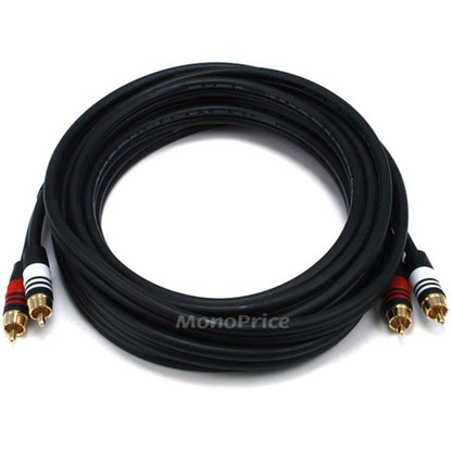 Monoprice 15ft Premium 2 RCA Plug/2 RCA Plug M/M 22AWG Cable - Black