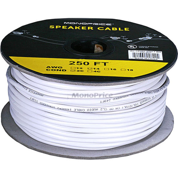 Monoprice 250ft 14AWG CL2 Rated 2-Conductor Loud Speaker Cable (For In-Wall Installation)