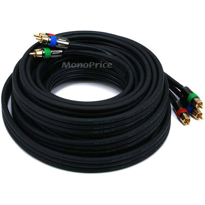 Monoprice 25ft 18AWG CL2 Premium 3-RCA Component Video Coaxial Cable (RG-6/U) - Black