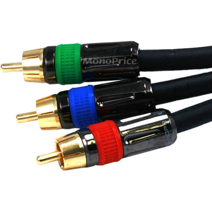 Monoprice 25ft 18AWG CL2 Premium 3-RCA Component Video Coaxial Cable (RG-6/U) - Black