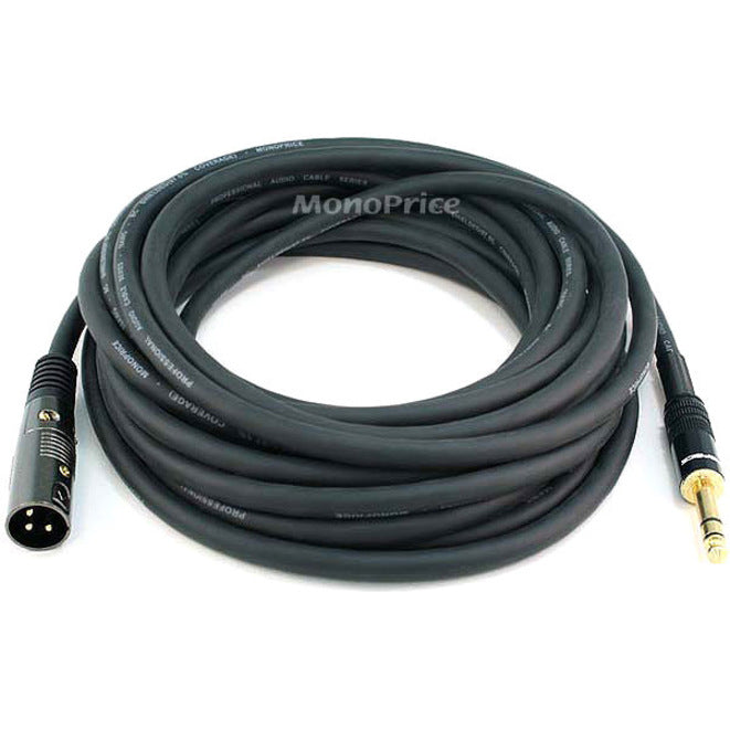 Monoprice 25ft Premier Series XLR Male to 1/4inch TRS Male 16AWG Cable (Gold Plated)