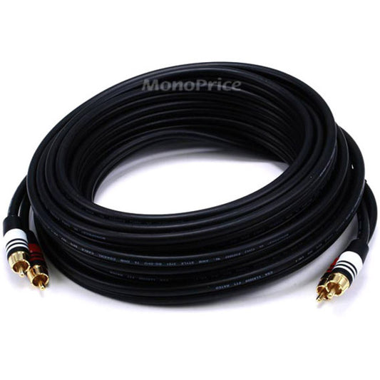 Monoprice 25ft Premium 2 RCA Plug/2 RCA Plug M/M 22AWG Cable - Black