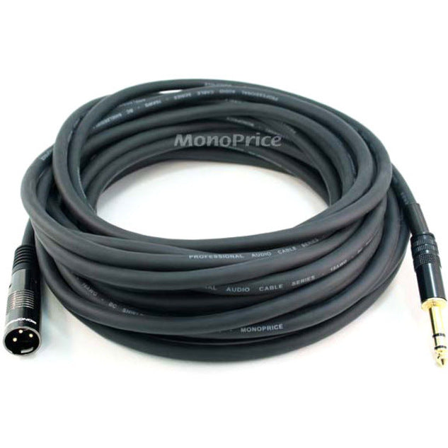 Monoprice 50ft Premier Series XLR Male to 1/4inch TRS Male 16AWG Cable (Gold Plated)