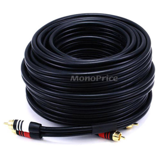 Monoprice 50ft Premium 2 RCA Plug/2 RCA Plug M/M 22AWG Cable - Black