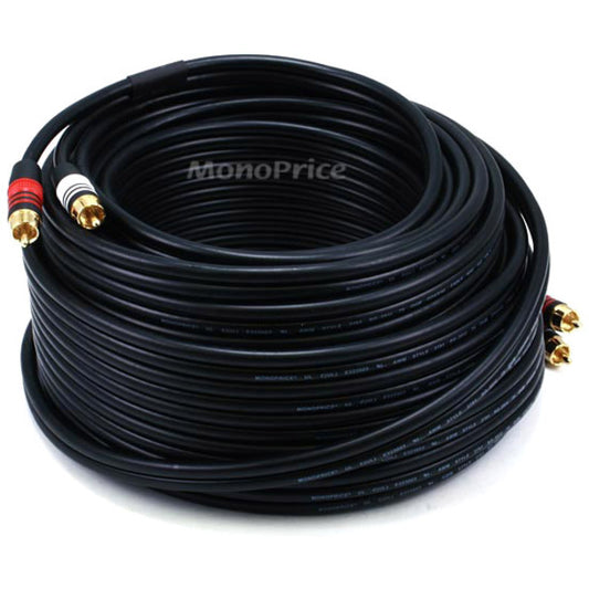 Monoprice 75ft Premium 2 RCA Plug/2 RCA Plug M/M 22AWG Cable - Black