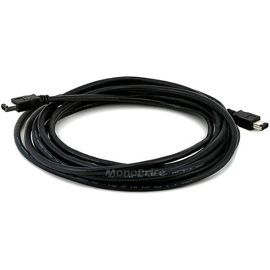 Monoprice IEEE-1394 FireWire iLink DV Cable 6P-6P M/M - 15ft (Black)