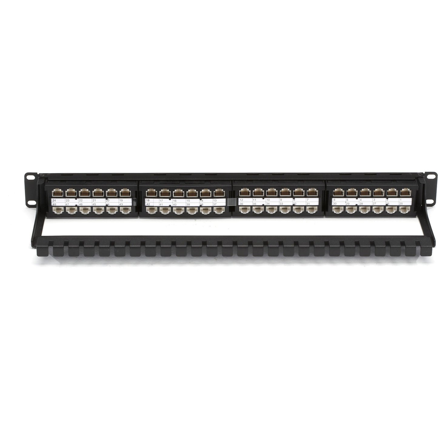 Black Box CAT6 Feed-Through Patch Panel - 1U Unshielded 48-Port