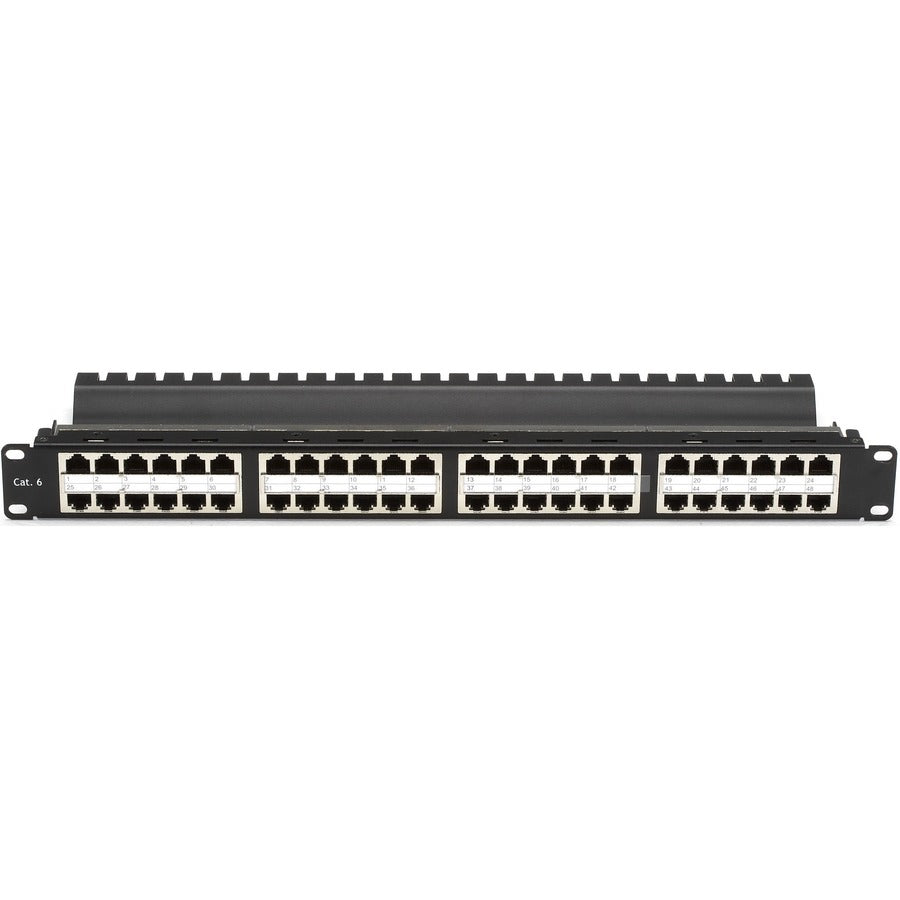 Black Box CAT5e Feed-Through Patch Panel - 1U Shielded 48-Port