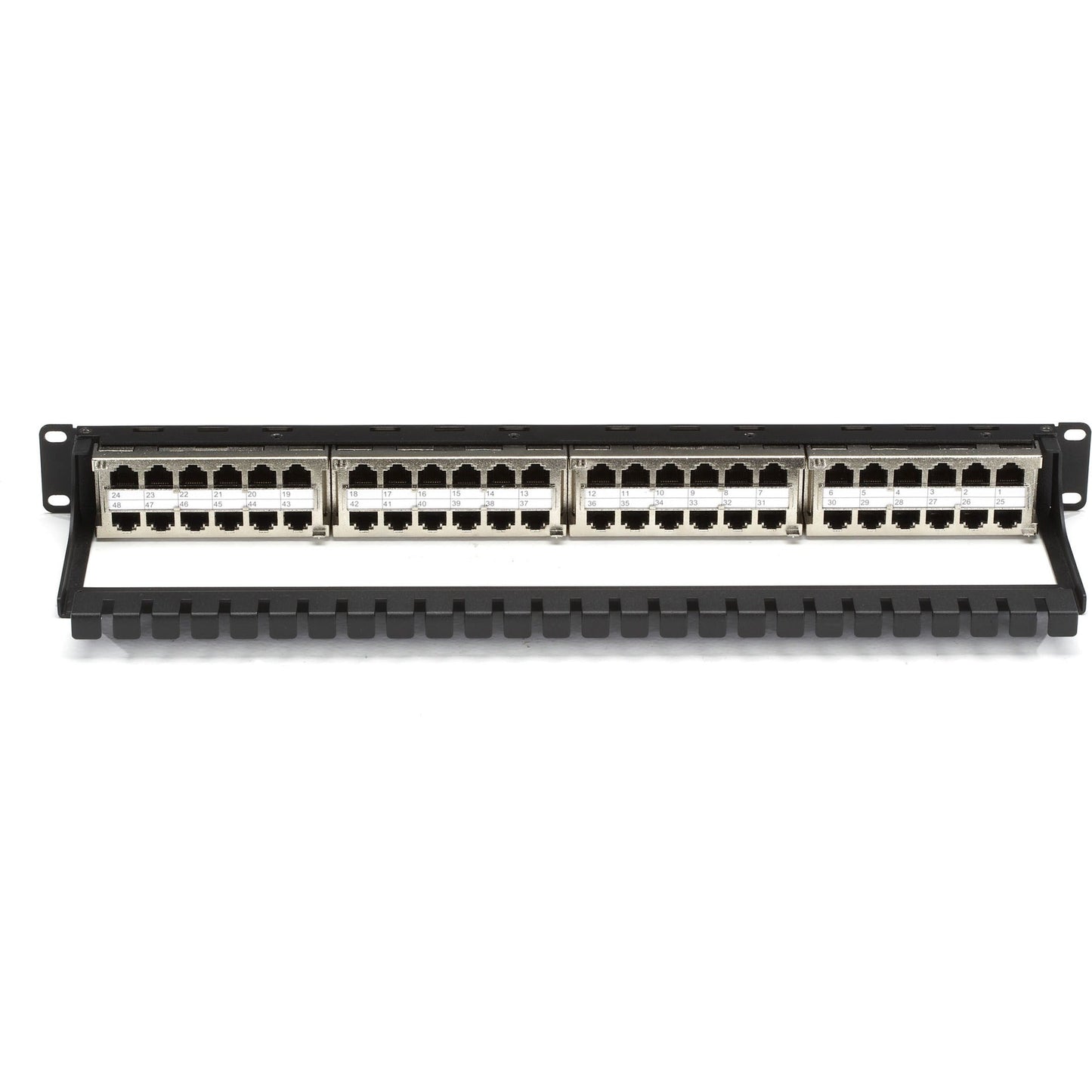 Black Box CAT6 Patch Panel - Feed-Through High-Density 1U Shielded 48-Port