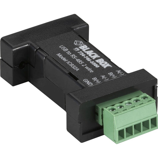 Black Box DB9 Mini Converter (USB to Serial) USB/RS-485 (2-wire Terminal Block)