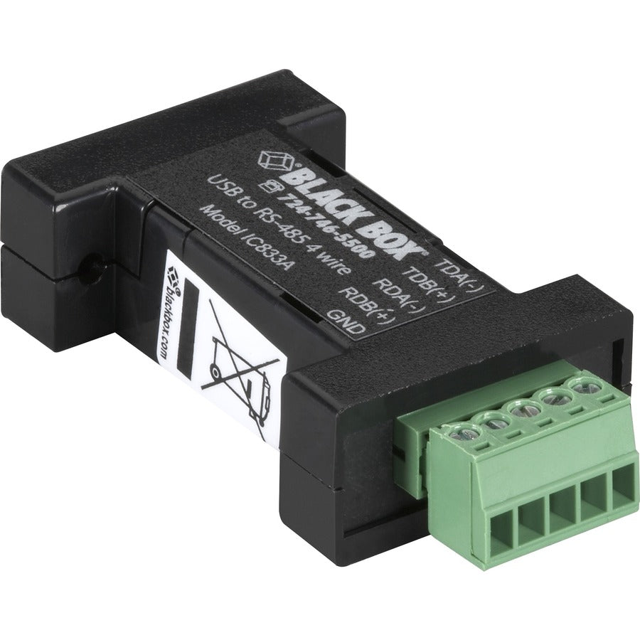 Black Box DB9 Mini Converter (USB to Serial) USB/RS-485 (4-wire Terminal Block)