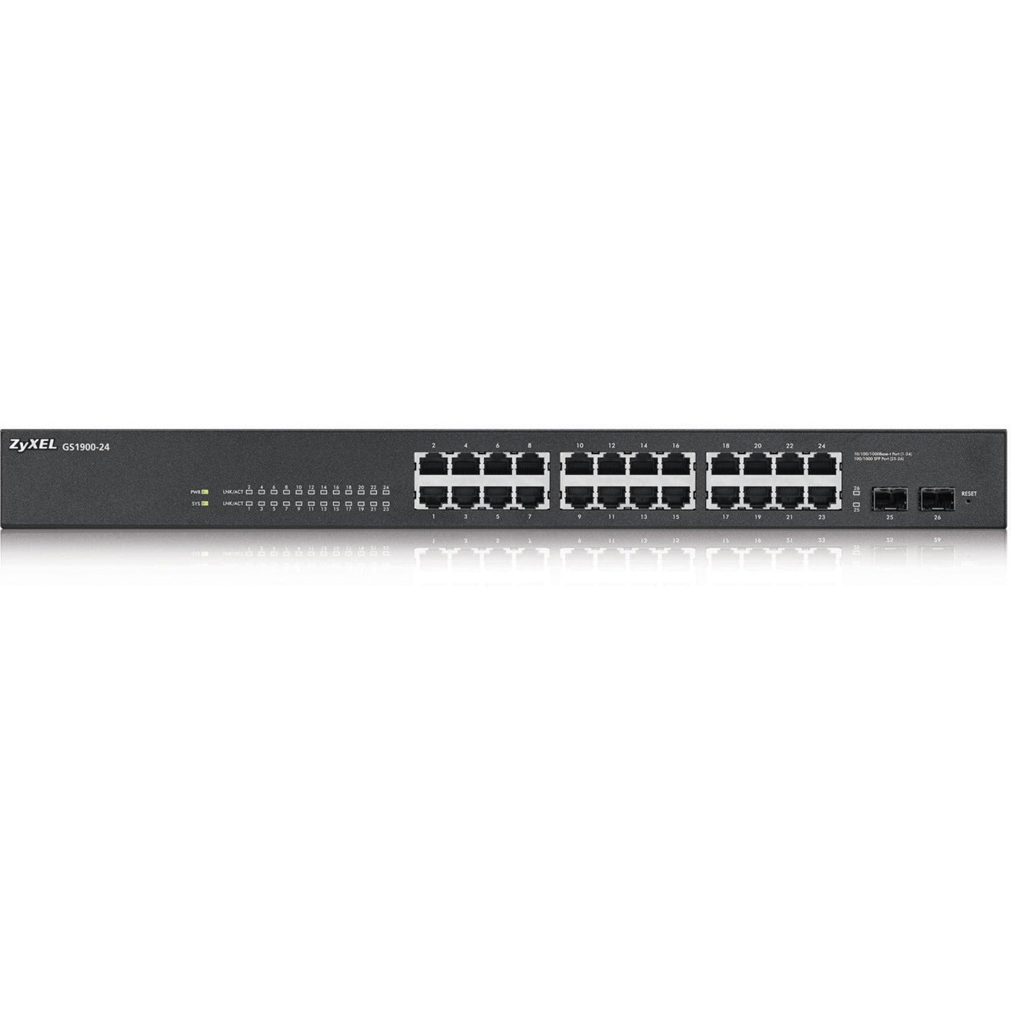 ZyXEL GS1900-24 Fanless 24 Port GbE L2 Web Managed Rackmountable Switch