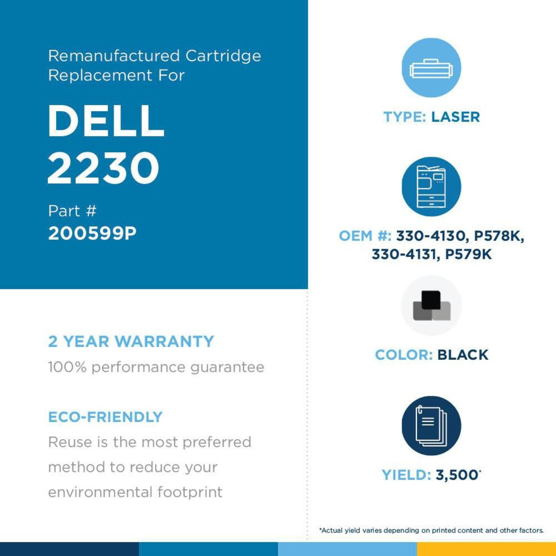 Clover Technologies Remanufactured Laser Toner Cartridge - Alternative for Dell (2230 330-4130 P578K 330-4131 P579K M797K) - Black Pack