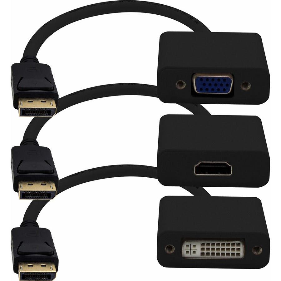 3PC 8IN DVI/HDMI/VGA/DP BLACK  