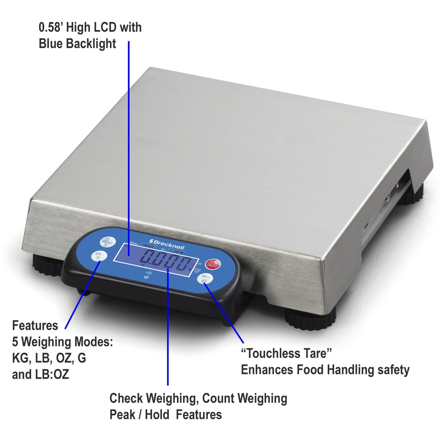 Brecknell 6710U POS Bench Scale 30lb. 10"x10" Platter Capacity Magnetic Mount Display USB & RS-232 Port