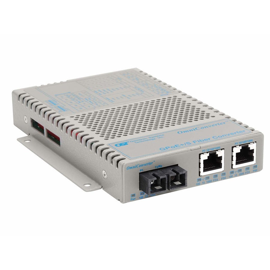 OmniConverter 10/100/1000 PoE+ Gigabit Ethernet Fiber Media Converter Switch RJ45 SC Single-Mode 12km