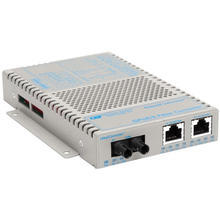 OmniConverter 10/100/1000 PoE Gigabit Ethernet Fiber Media Converter Switch RJ45 ST Single-Mode 12km