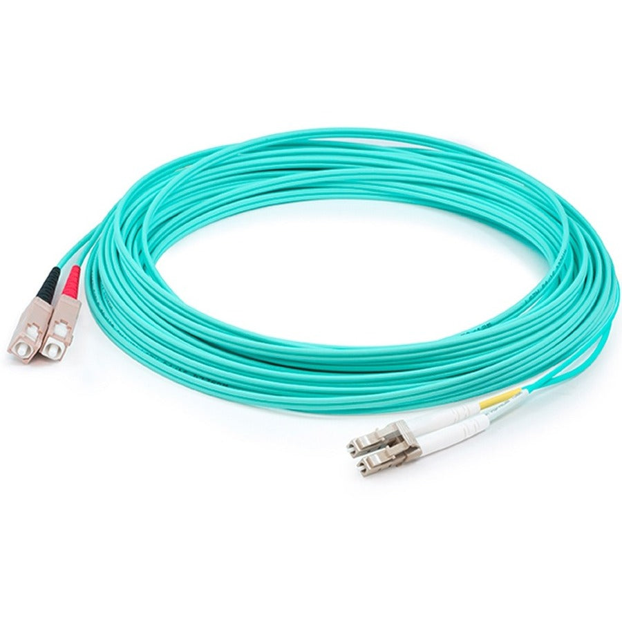 AddOn 15m LC (Male) to SC (Male) Aqua OM4 Duplex Fiber OFNR (Riser-Rat ...