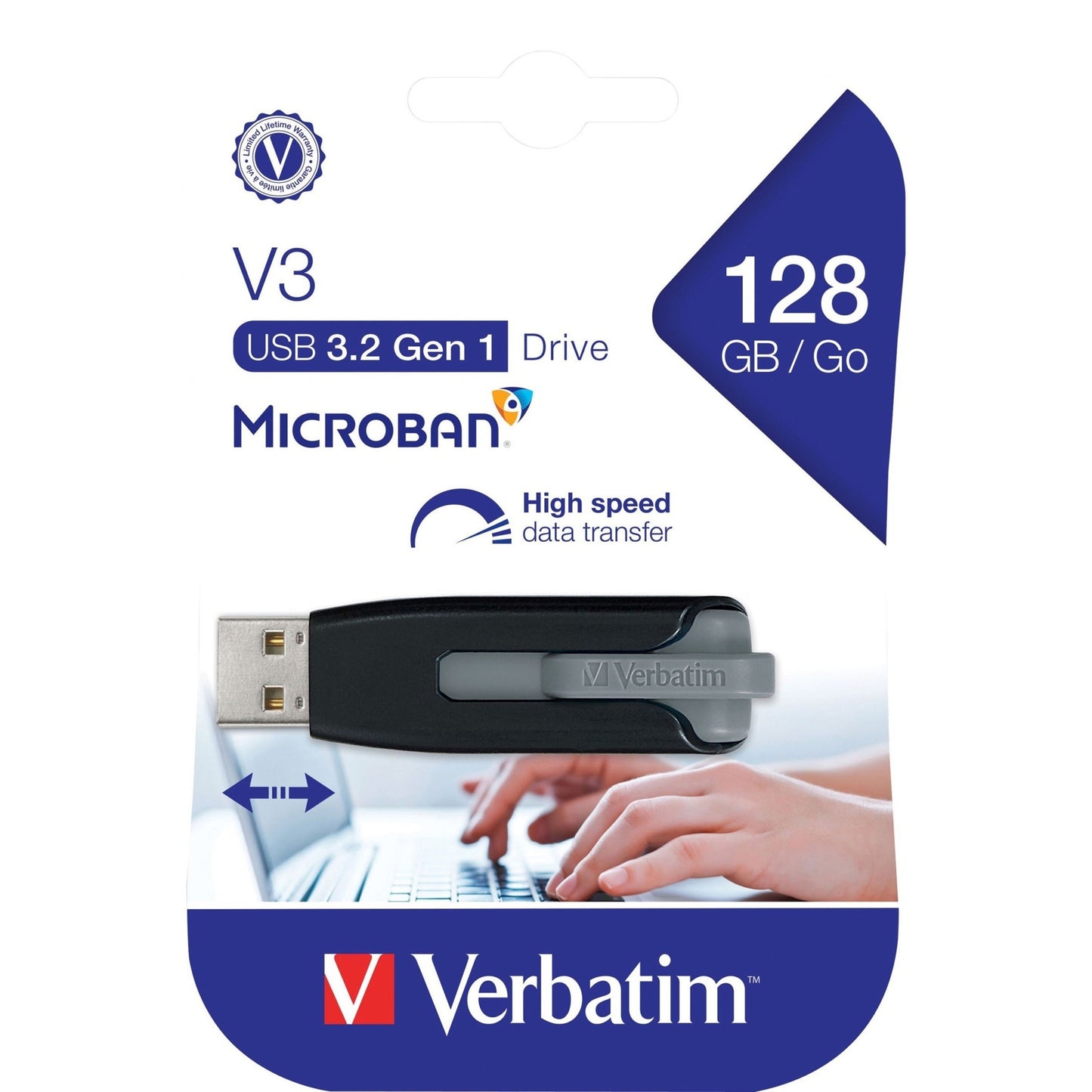 128GB Store 'n' Go&reg; V3 USB 3.2 Gen 1 Flash Drive - Gray