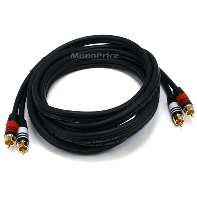 Monoprice 10ft Premium 2 RCA Plug/2 RCA Plug M/M 22AWG Cable - Black