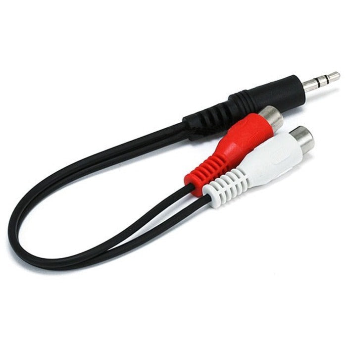 Monoprice 6inch 3.5mm Stereo Plug/2 RCA Jack Cable - Black