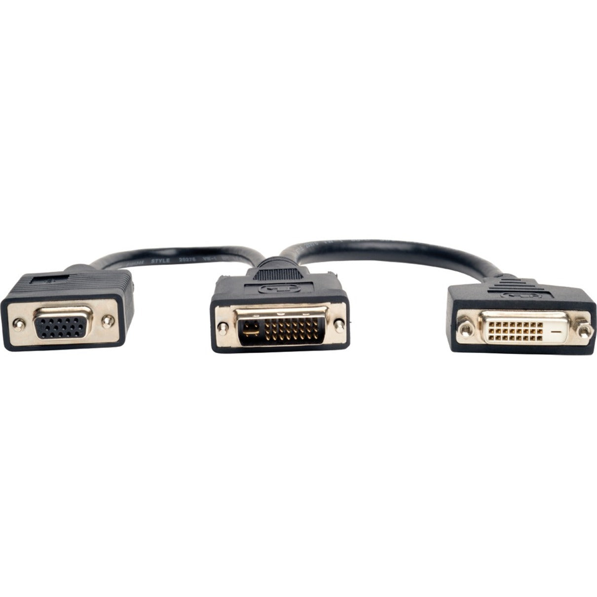 Tripp Lite DVI Y Splitter Cable Digital and VGA Monitors (DVI-I M to DVI-D F and HD15 F) 6-in. (15.24 cm)