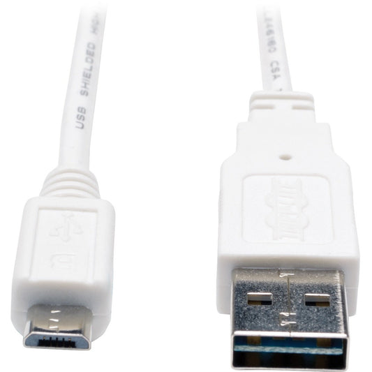 Tripp Lite Universal Reversible USB 2.0 Cable (Reversible A to 5Pin Micro B M/M) White 3 ft. (0.91 m)