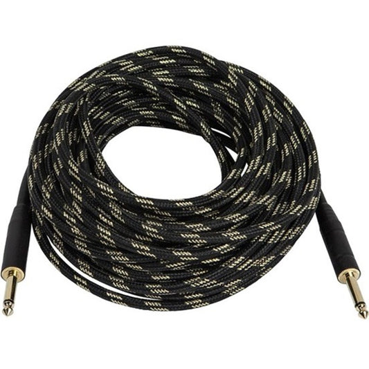 Monoprice 50ft. Cloth Series 1/4 inch T/S Male 20AWG Instrument Cable - Black & Gold