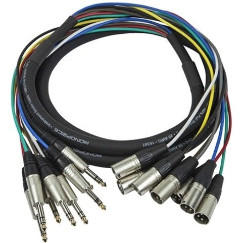 Monoprice 3 Meter (10ft) 8-Channel 1/4inch TRS Male to XLR Male Snake Cable