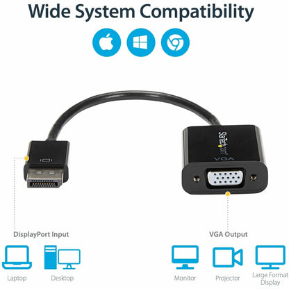 StarTech.com DisplayPort to VGA Adapter Active DP to VGA Converter 1080p Video DP to VGA Adapter Dongle (Digital to Analog) DP 1.2