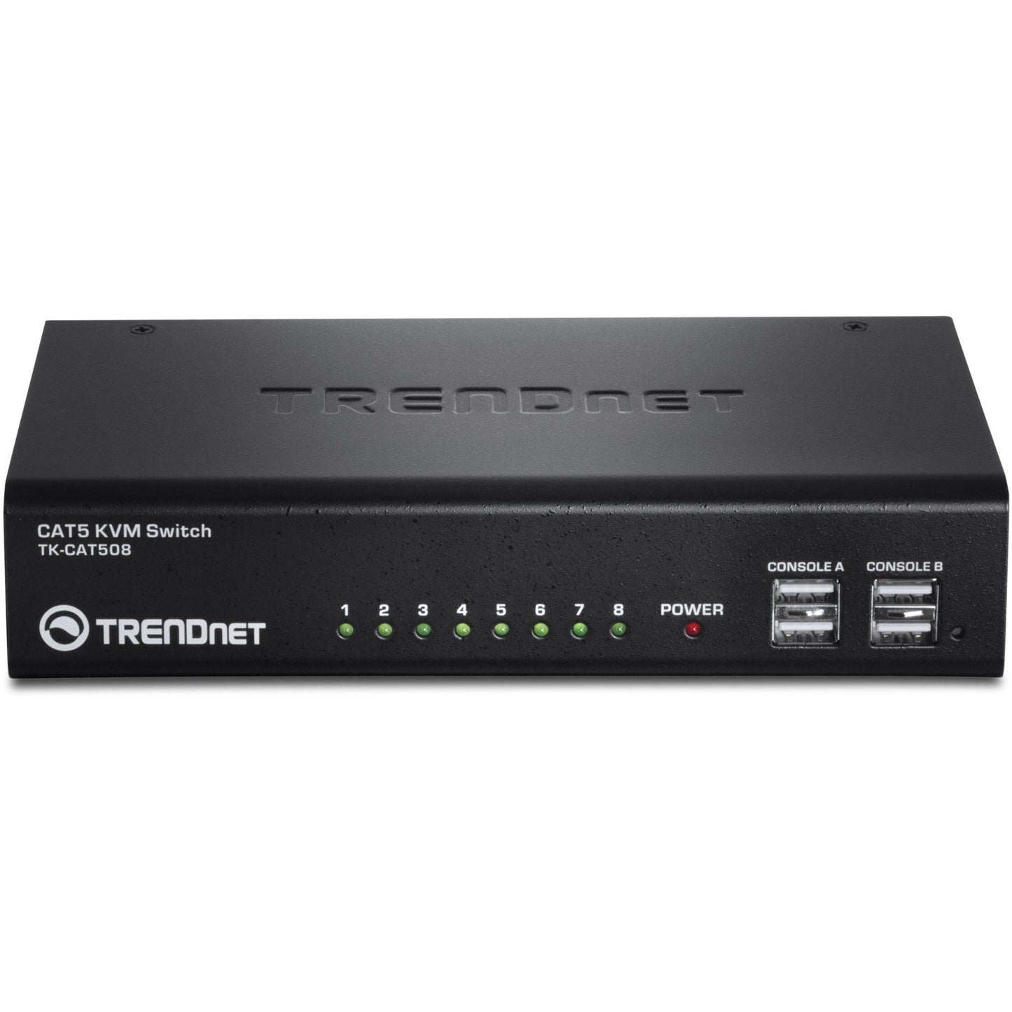 TRENDnet 8-Port CAT5 KVM Switch CAT5 Cables up to 30m USB PS/2 Hot-Keys VGA Dual Console TK-CAT508