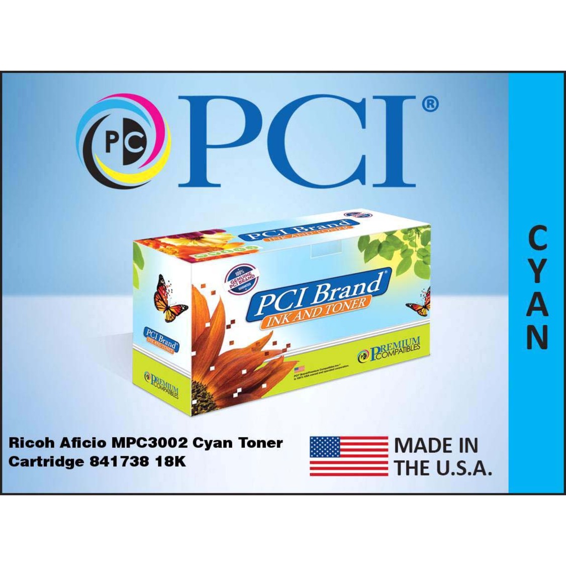 Premium Compatibles Laser Toner Cartridge - Alternative for Ricoh 841738 - Cyan - 1 / Each