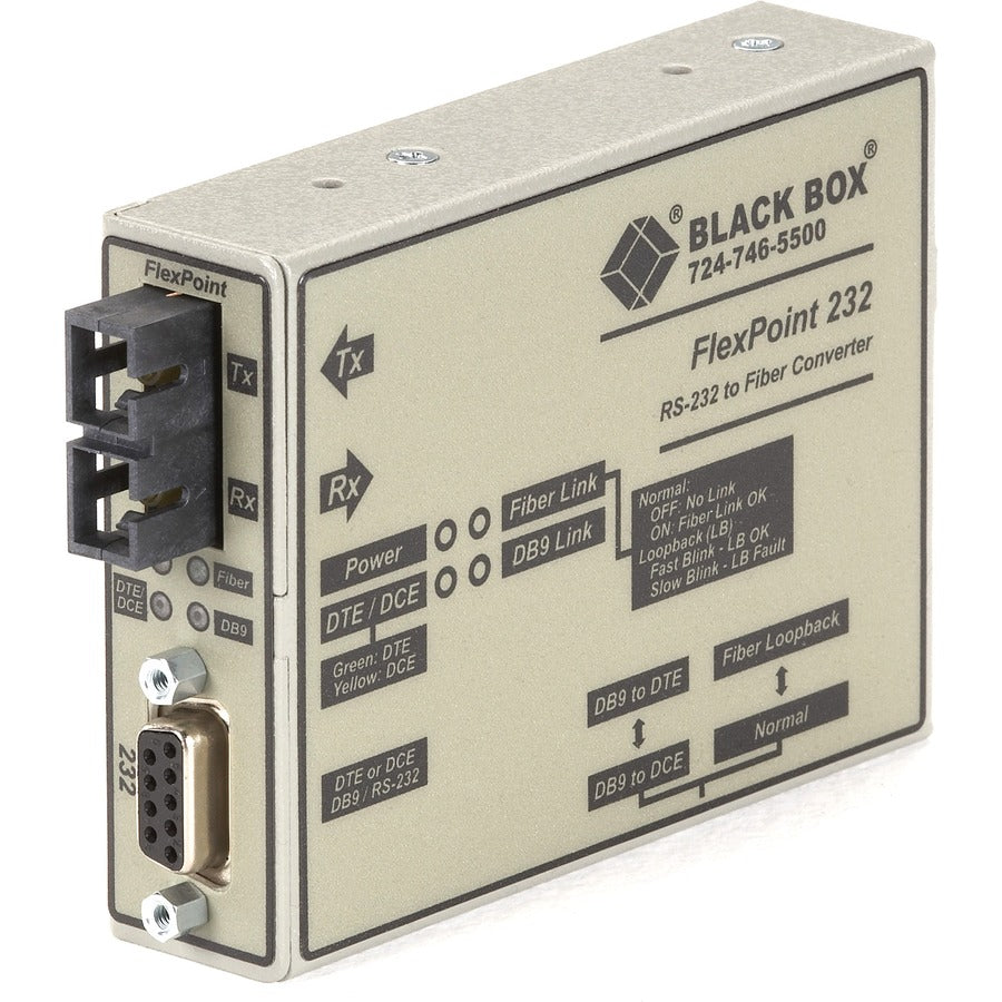 Black Box FlexPoint RS-232 to Fiber Converter 850-nm Multimode 2.5 km SC