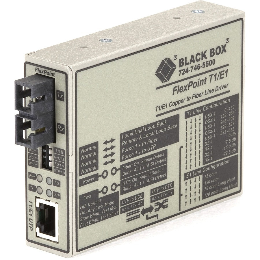 Black Box FlexPoint Modular Media Converter RS-232 to Fiber Single-Mode 30 km SC